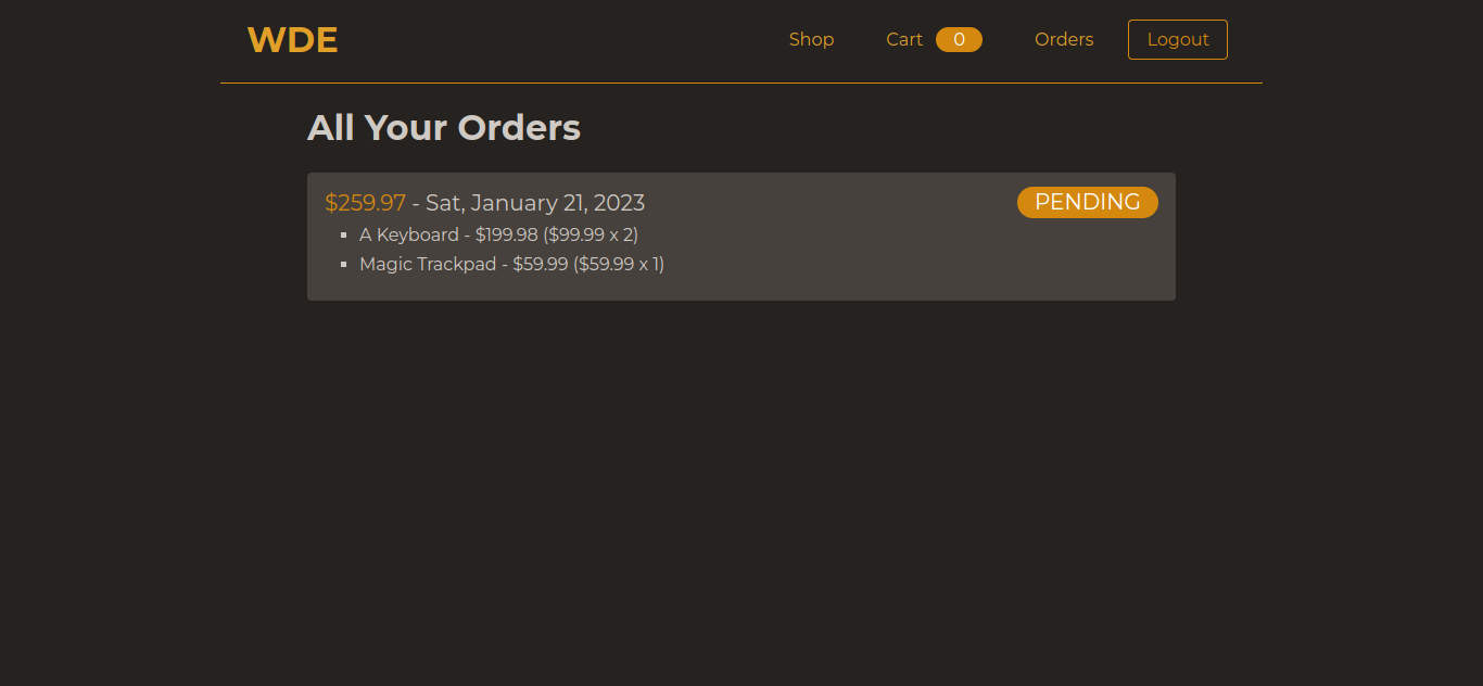 User Orders