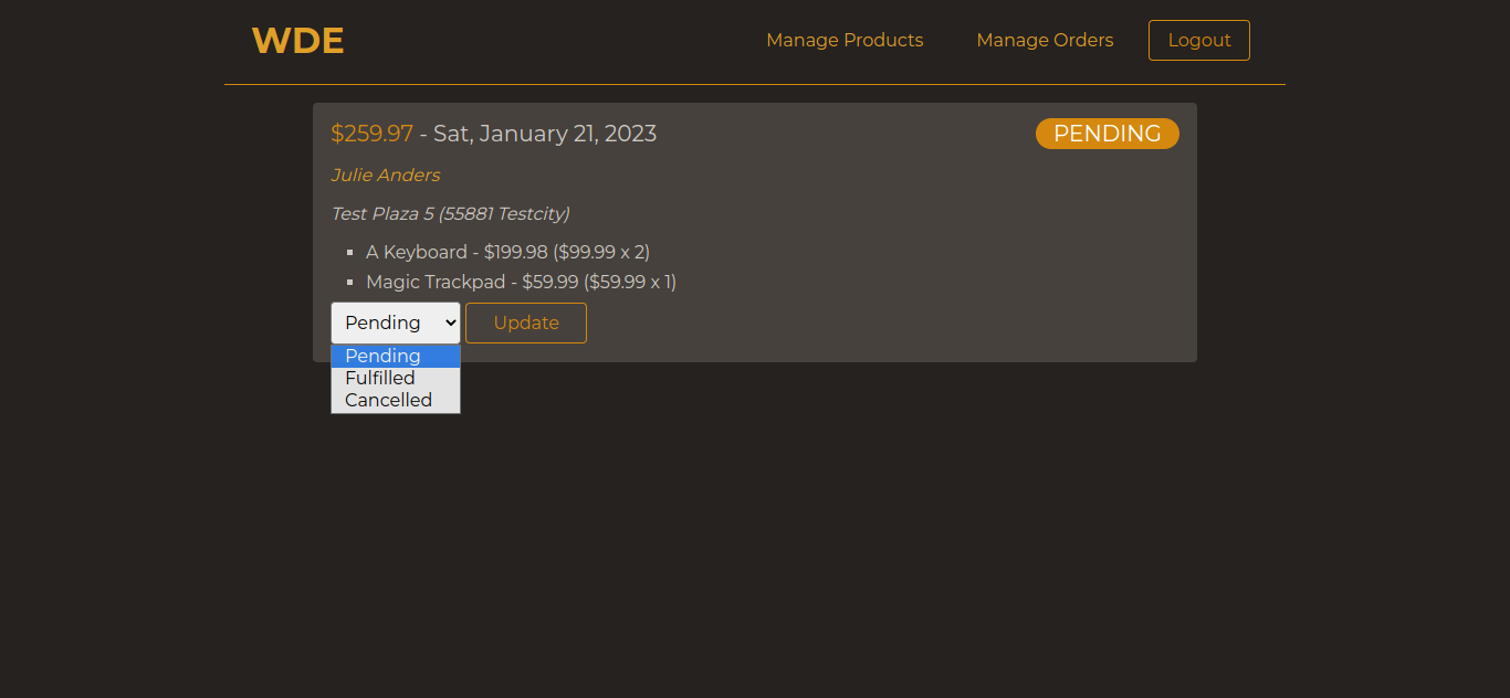 Manager Orders